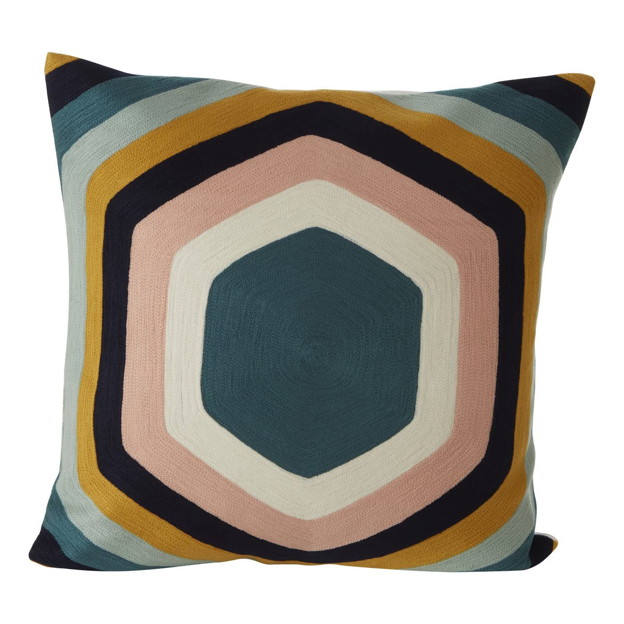 Bosie Ozella Hexagonal Design Embroidered Cushion - Multicolour