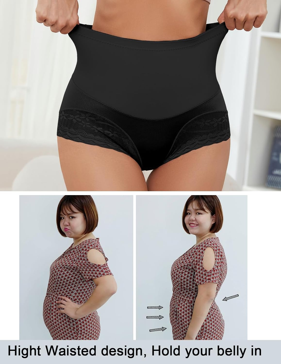 4 Packs Women's Tummy Control Underwear High Waisted Shapewear Panties Stretch Full Coverage Briefs - Image 2