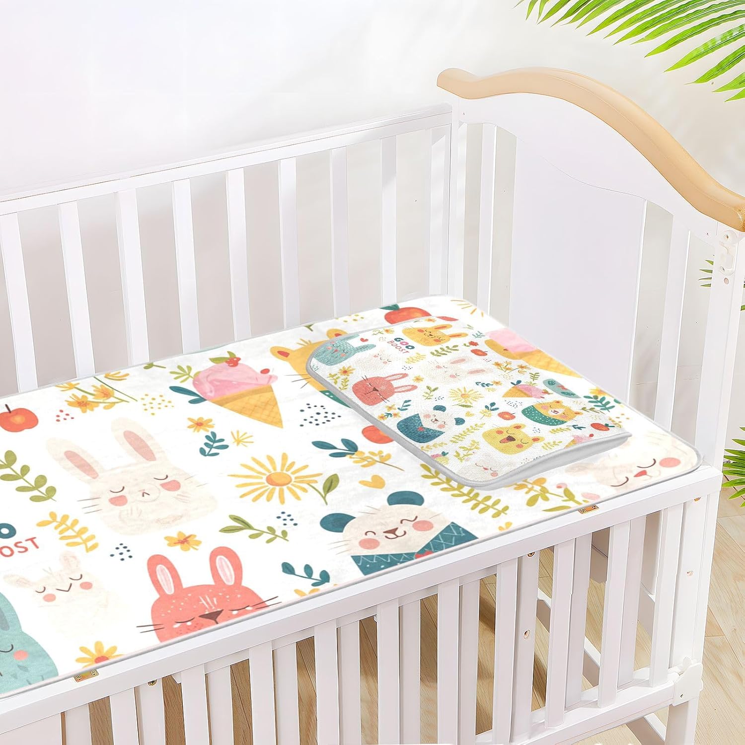 Safari Animal Flower Cooling Baby Waterproof Crib Mattress Protector 28" x 52" Absorbent Mattress Protector Pads for Baby&Toddler