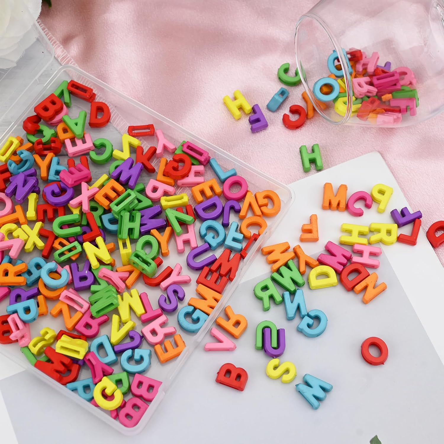 200pcs A-Z Large Alphabet Letter Beads with Box, Christmas Gifts for Kids, Big Hole Plastic Loose Beads for Jewelry Making, Bracelets, Keychains, Arts and Crafts Supplies for Girls and Boys - Image 5