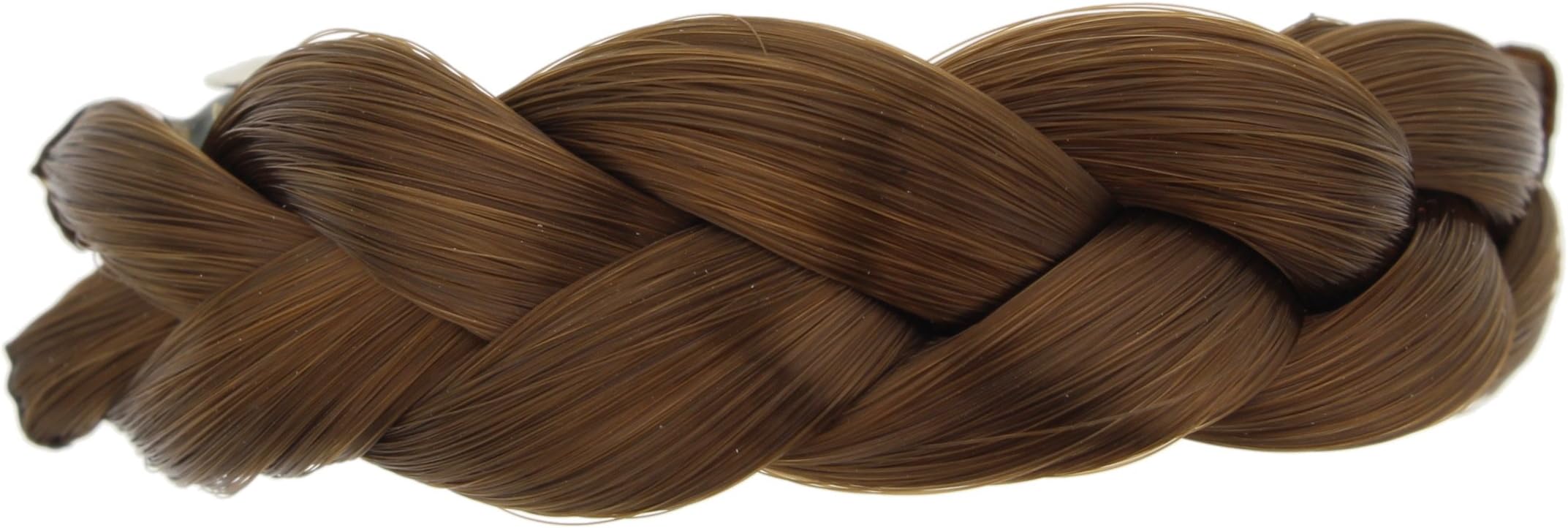 Making Waves Braided Faux Hair Ponytail Holder Barrette Clip (Light Brown)