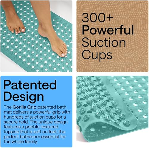 Miniatura 3 de Gorilla Grip - Alfombra de baño, ducha y bañera patentada, lavable a máquina, anti-bacteriana, sin BPA, látex, sin ftalatos, cuadrada, con agujeros