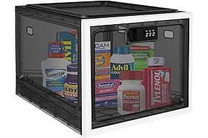 Medication Lock Box, Black Lockable Storage Box
