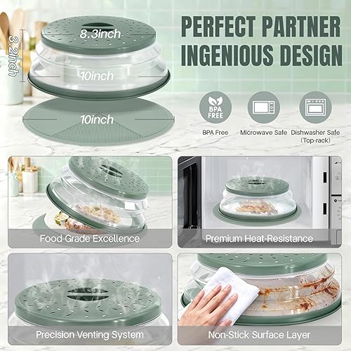 Miniatura 4 de Cubierta de silicona 2 en 1 para salpicaduras de microondas, soportes para colocar alimentos para microondas, para multiusos, salvamanteles de