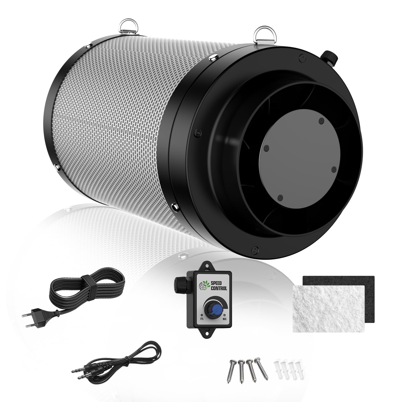 Set de ventilación FanGoFast, ventilador tubular de 150 mm completo, extractor en línea de 684 m³/h con motor EC y filtro de carbón activo, conjunto de ventilación para cámara de cultivo e invernadero