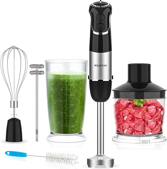 Keylitos Handheld Immersion Blender, 5in1 Electric Hand Blender, 12