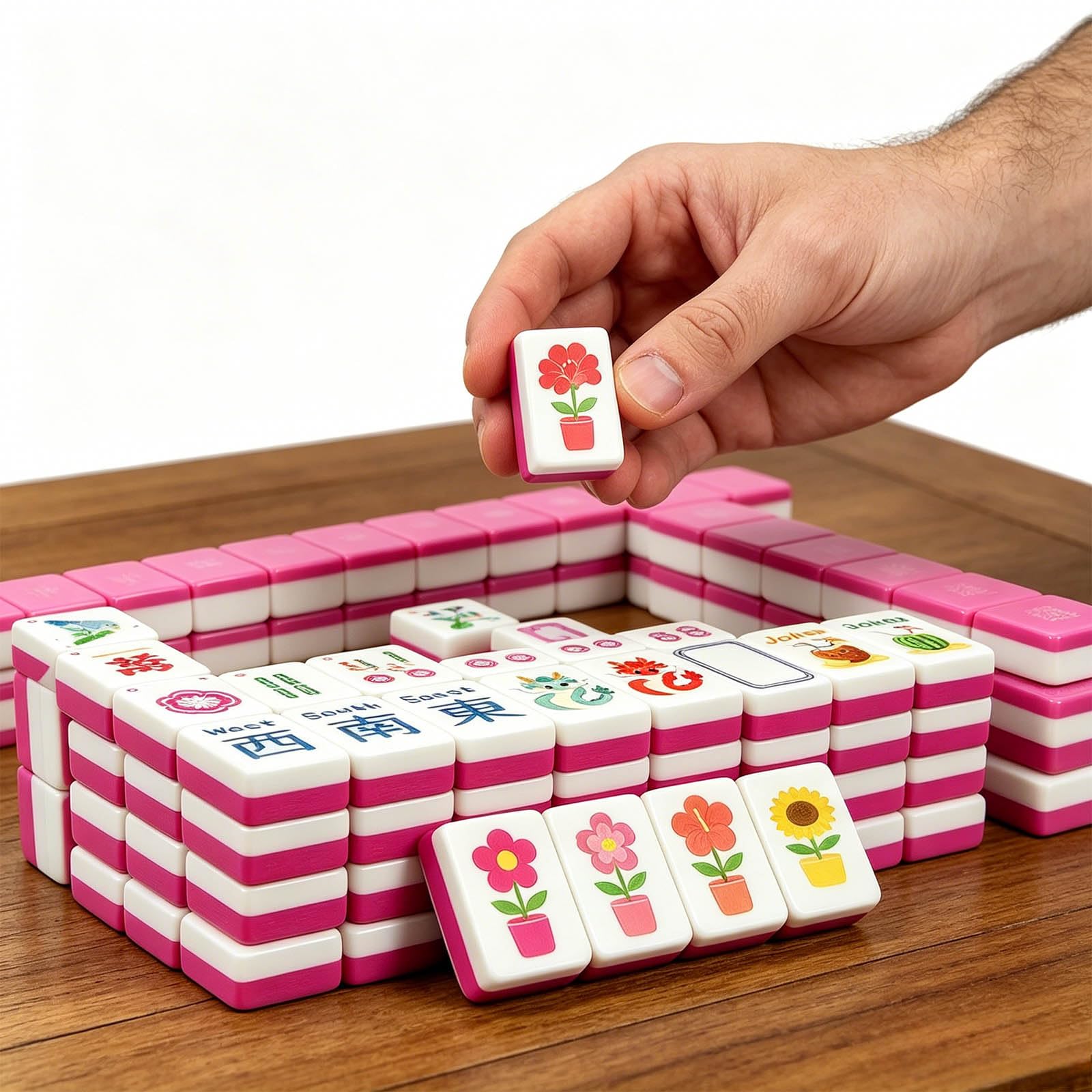 Generisch Mahjong galleggiante, gioco da tavolo tradizionale cinese, con sacchetto e dadi, per giochi d'acqua e spiaggia estiva (B)