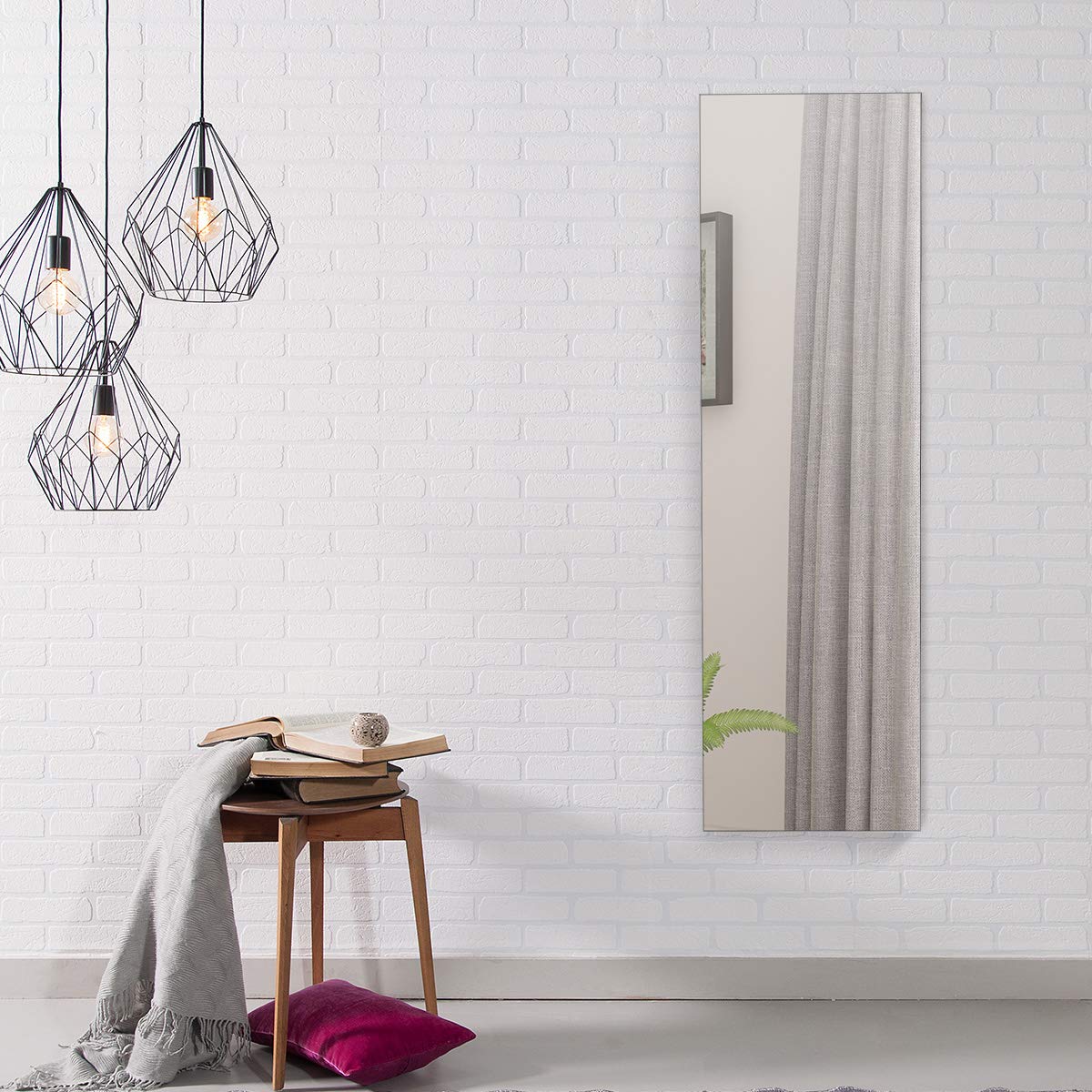 COSTWAY Armoire à Bijoux Mural avec Miroir et Lumière LED Armoire de Rangement Accrochée à La Porte 120 x 36 x 10 cm (Blanc)