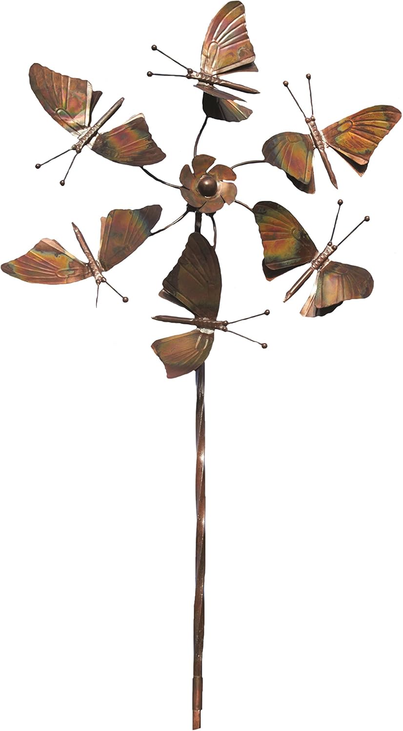 Ancient Graffiti AG-87166, 22 by 66-Inch Flamed Butterflies Fluttering Spinner Stake, Multi