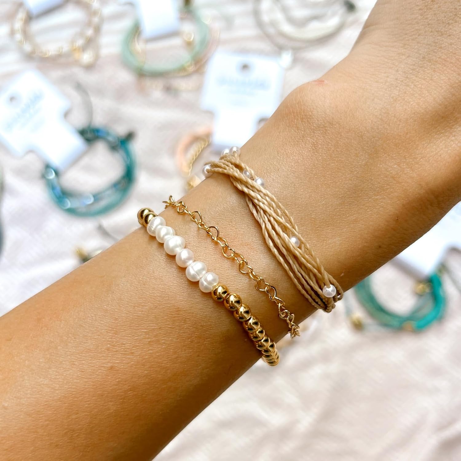 Pura Vida Bracelets Pack Lovely Pearl Style Pack - 3-Piece Boho Bracelet Stack - Image 5