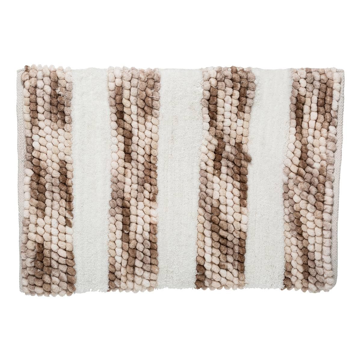 Tapis epais raye absorbant taupe 50x75 antiderapant et ultra doux