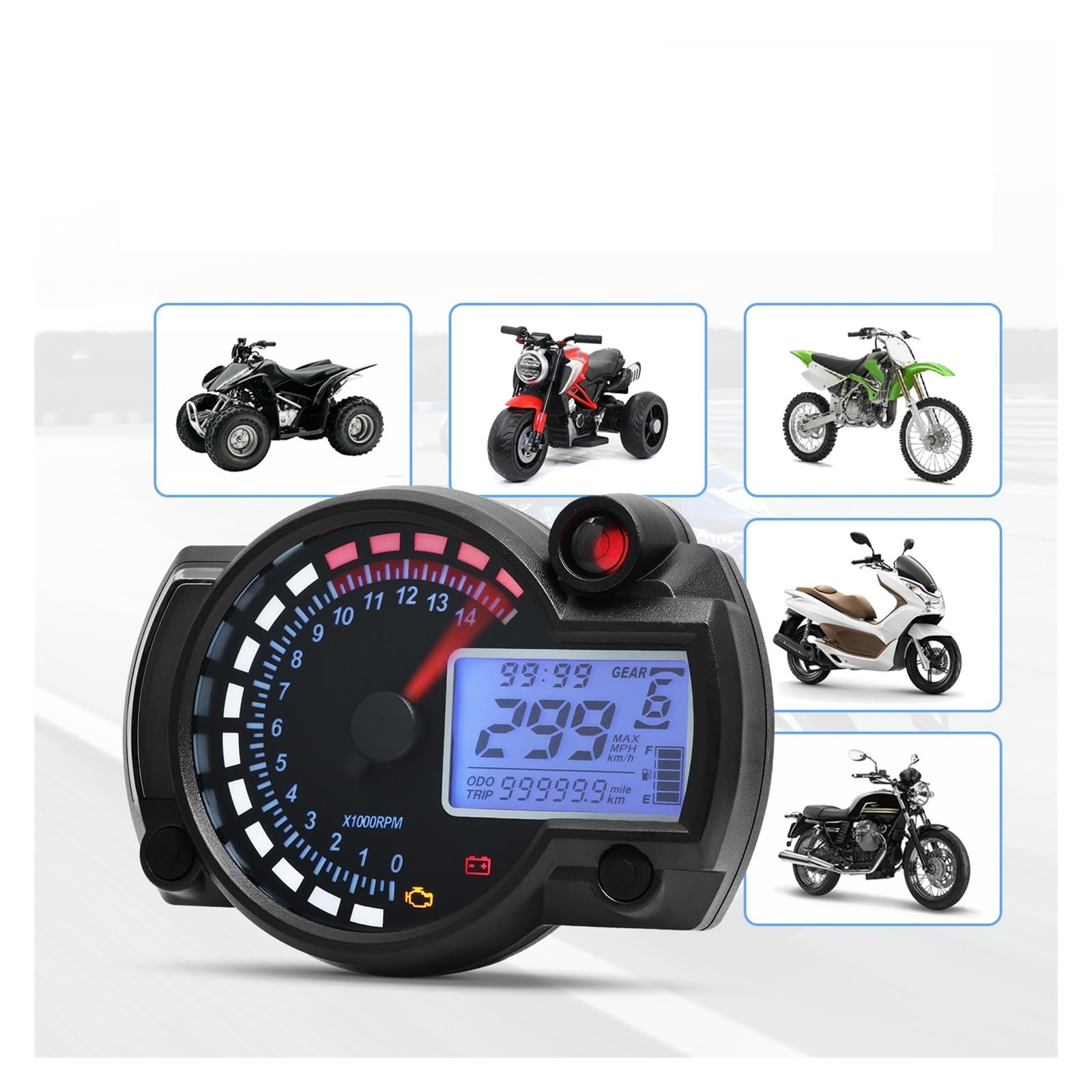Cuentakilómetros Motocicleta Velocímetro Digital Universal para Motocicleta, con LED, para Tablero De Instrumentos, para Motocross, con Contador De Horas, Velocímetro Y Odómetro.