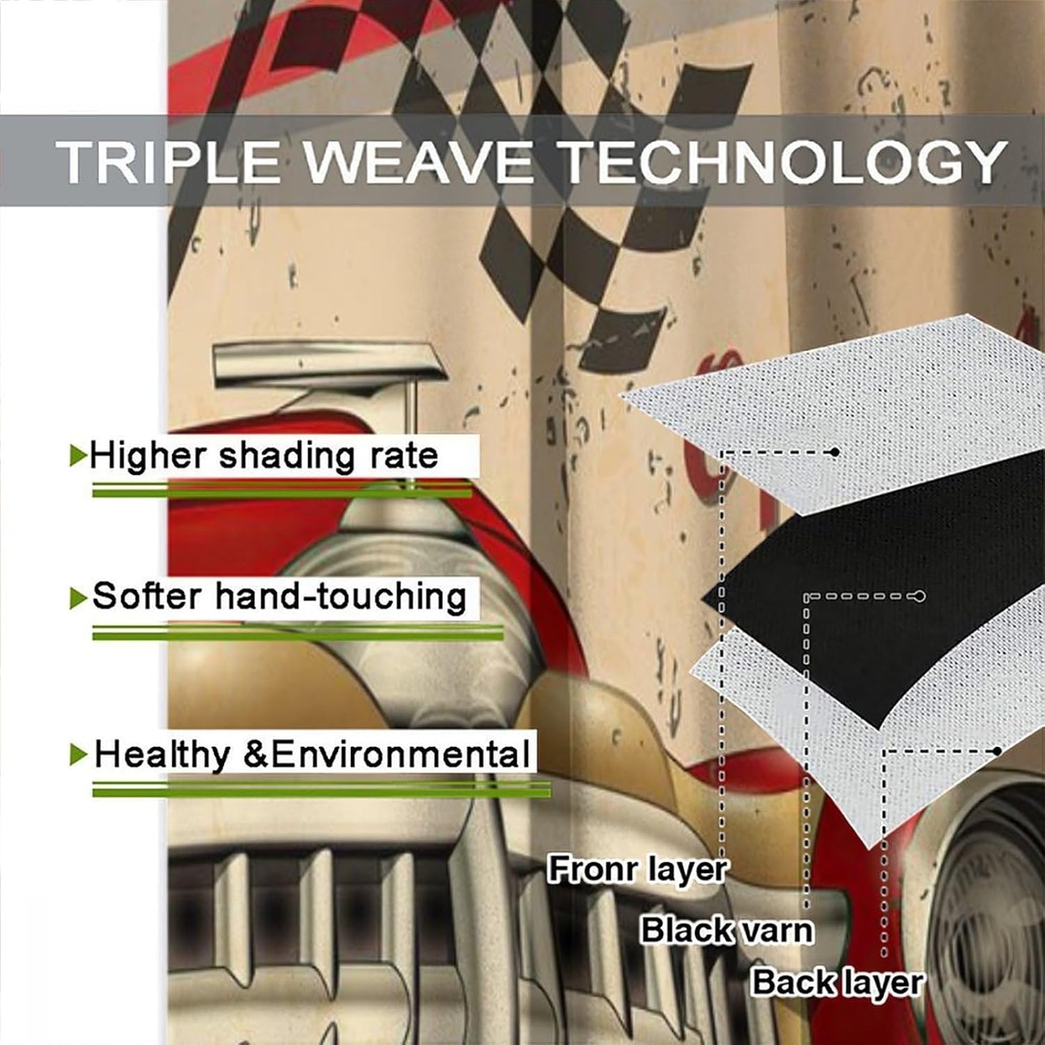 Vintage Car Curtains, Us Route 66 Tire Service Vintage Poster Print for Bedroom Living Room Kitchen Office Rod Bag Curtains42X63 Inch