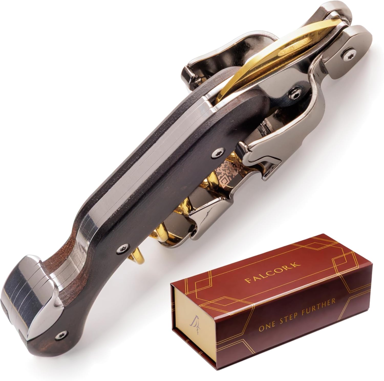 Corkscrew for Professionals FALCORK® 249 – Protection – 2 Steps, Smooth and Stable for Maximum Service Control – No Plastic, Only Premium Materials, Generous Ergonomic Handle