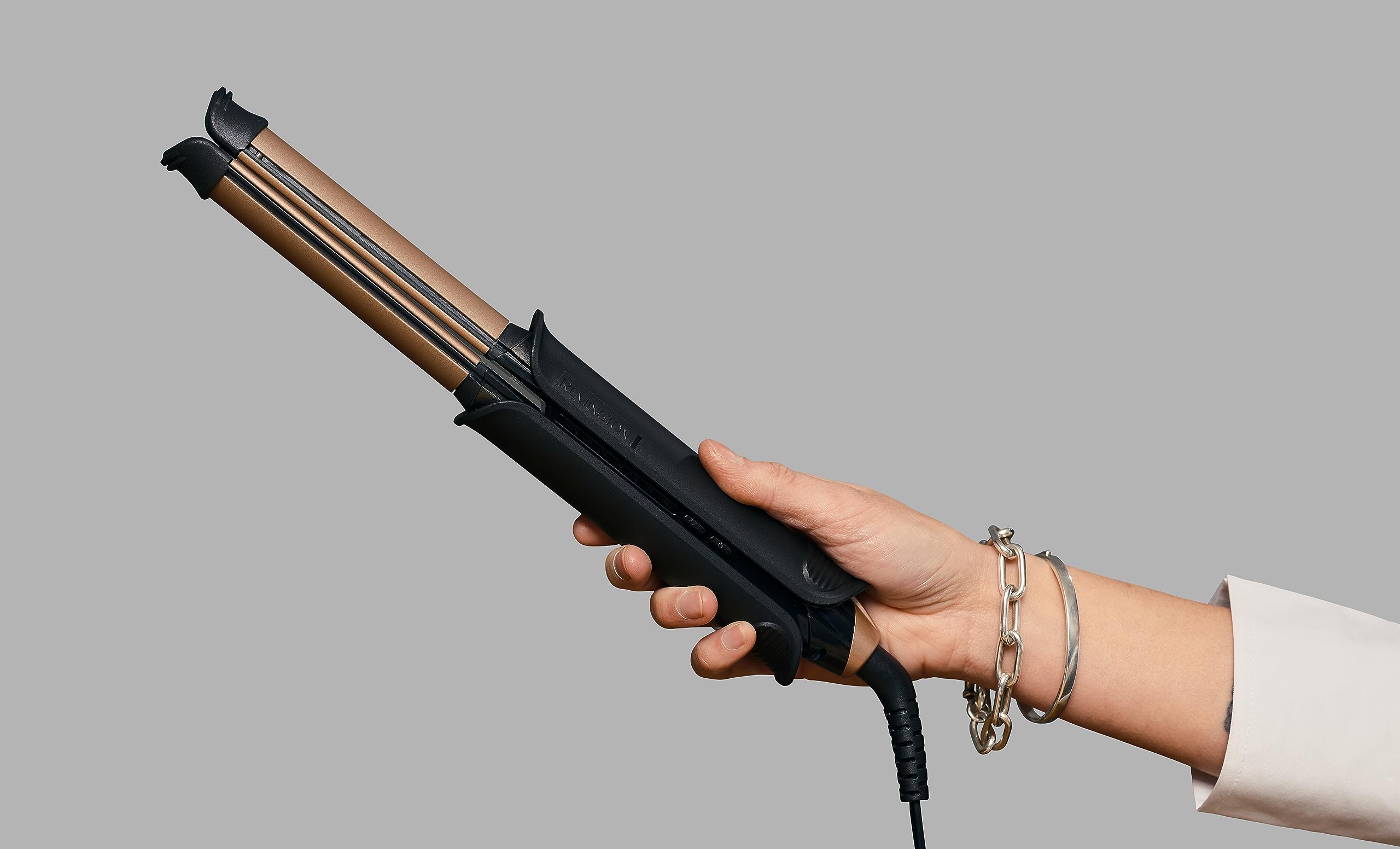 Remington Plancha de pelo y rizador Profesional ONE, 2 en 1, Cerámica y Turmalina Antiestática, placa alisadora de 110 mm, barril rizador de 32 mm, digital, hasta 230ºC, S6077