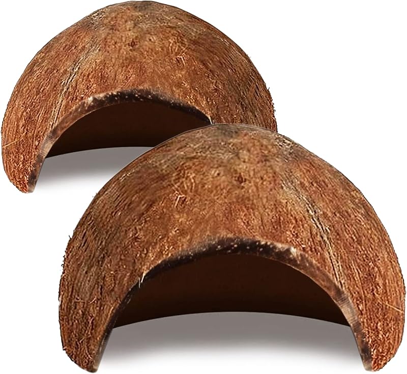 Esconderijo de Coco para Gecko-Crestado SunGrow para Terrário, com 2 Unidades, 12,7 x 12,7 x 7,62 cm