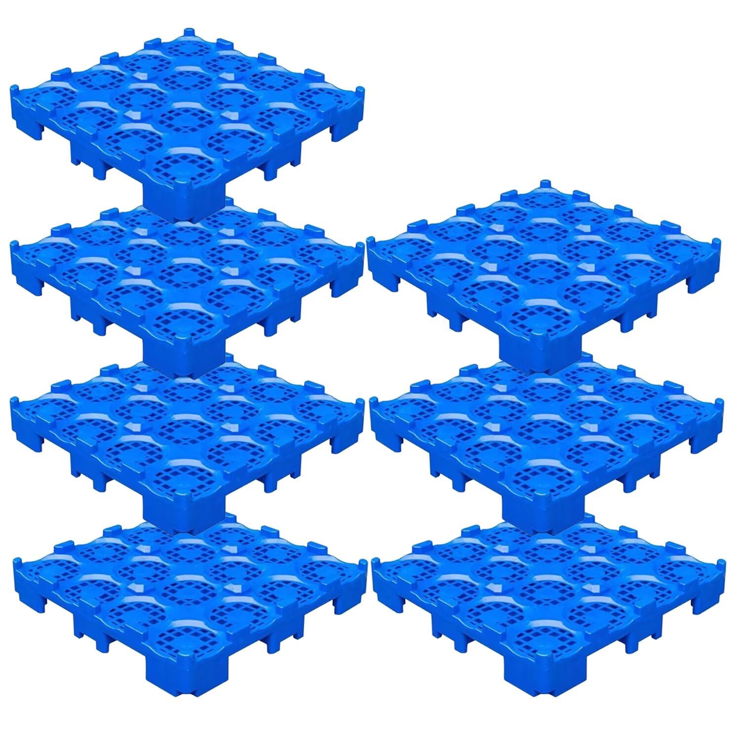 Vassoio per trasporto fusti d'acqua sollevabile con carrello elevatore, piattaforma di spedizione in plastica impilabile, superficie antiscivolo con drenaggio, capacità 107x107x18 cm