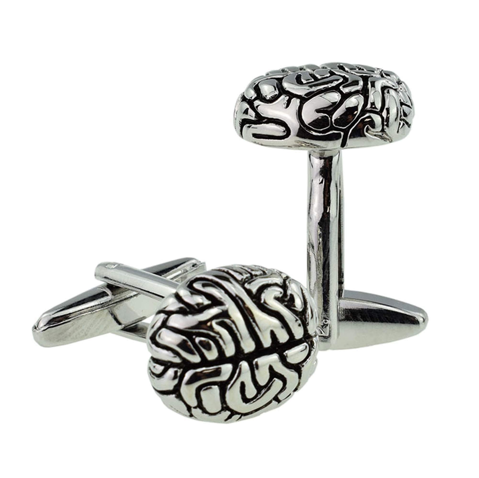 Gtr Rhodium Brain Design Cufflinks Presented In A Box