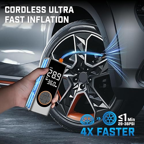 Miniatura 2 de Inflador de neumáticos, compresor de aire portátil, bomba de aire inalámbrica de 150 PSI para neumáticos de automóvil, bomba de neumáticos de 12 V