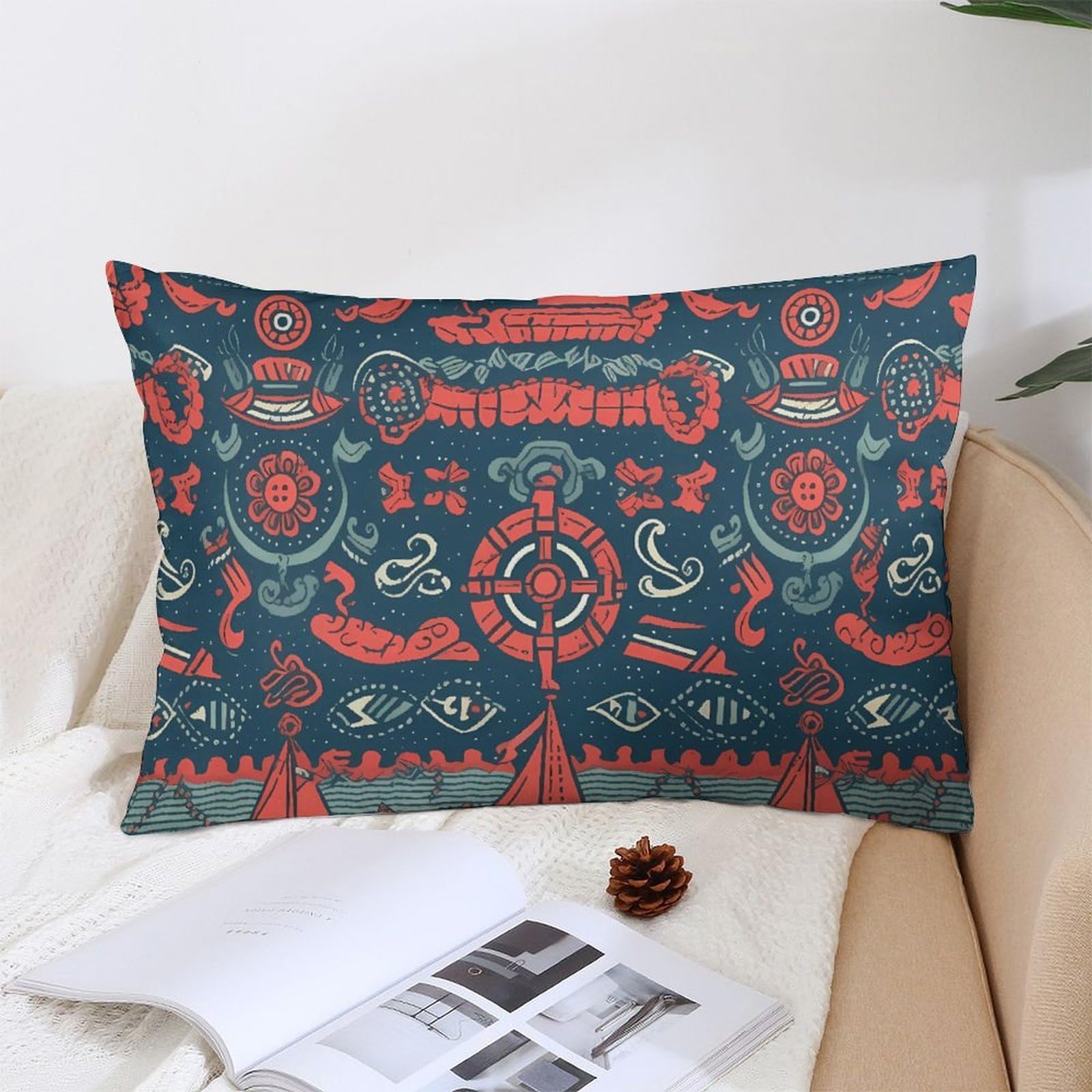 NTVOWPZO Decoration Throw Pillow Covers 12 "x20 Pillowcases Covers Sailboat Pattern Soft Pillowcases Modern Farmhouse Home Decor Sofa Cushions Covers for Couch Bed Living Room