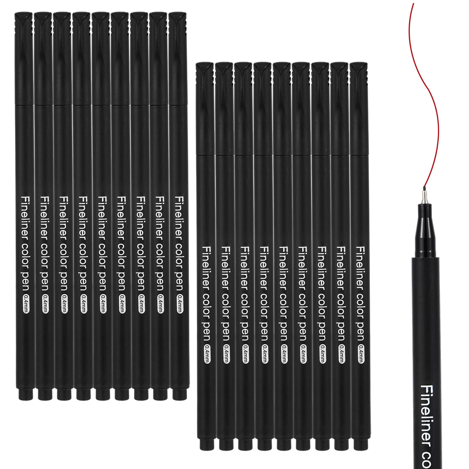 Black Fineliner Pens 18PCS 0.4mm Fine Tip Pens Smooth Drawing Quick Dry Black Ink Pens for for Journaling and Sketching Cute Aesthetic Journal Planner Fineliner Pens for Office School & Home Supplies