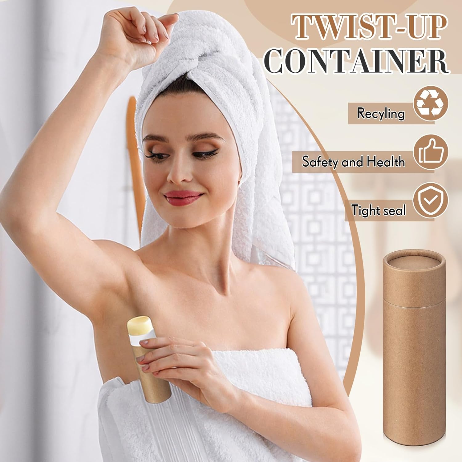 Fuyoooo 15 Pcs 75g/ 2.5 oz Paperboard Empty Deodorant Containers, Refillable Deodorant Tubes, Empty Solid Perfume Container Lotion Bars for Homemade Shaving Soap Stick, Heel Lip Balm(Brown)