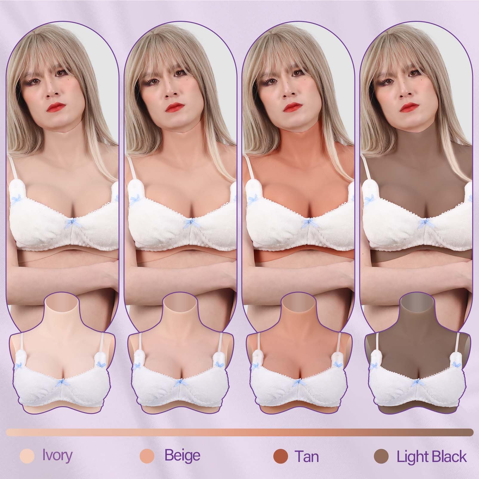 Prothèses Mammaires en Silicone Caraco sans Couture à Col Roulé
