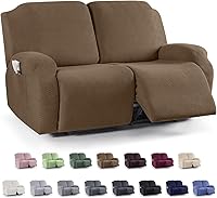 Vista 28 de KinCam Fundas para Reclinables, Fundas Elásticas para Sillas Reclinables, Fundas para Sofá Reclinable con Diseño de Rayas Jacquard, Fundas