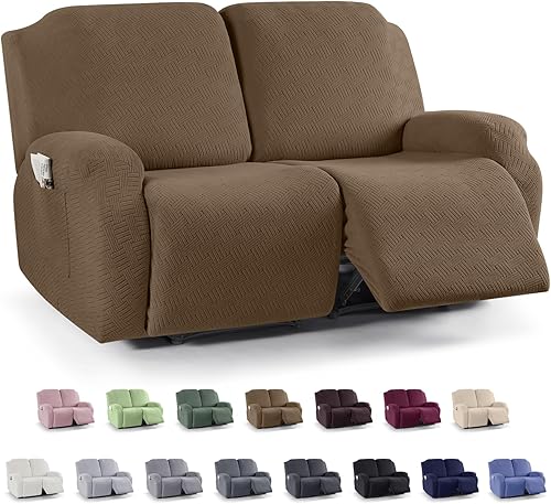 Vista 126 de KinCam Fundas para sillas reclinables, funda elástica y reclinable, fundas para sofá reclinable, fundas de sofá reclinable a rayas, fundas Gris