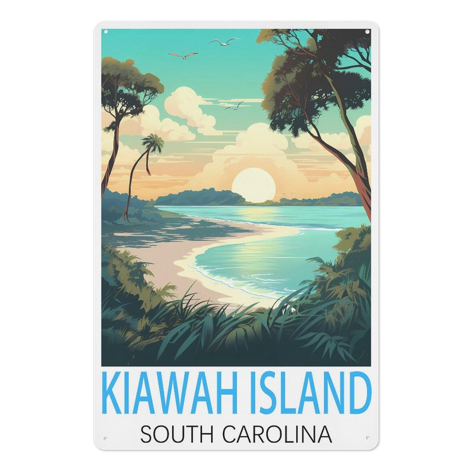Kiawah Island South Carolina Vintage Travel Poster Vintage Tin Sign 08x12inch(20x30cm) Wall Art for Home Office Bedroom Living Room Cafes Wall Decor