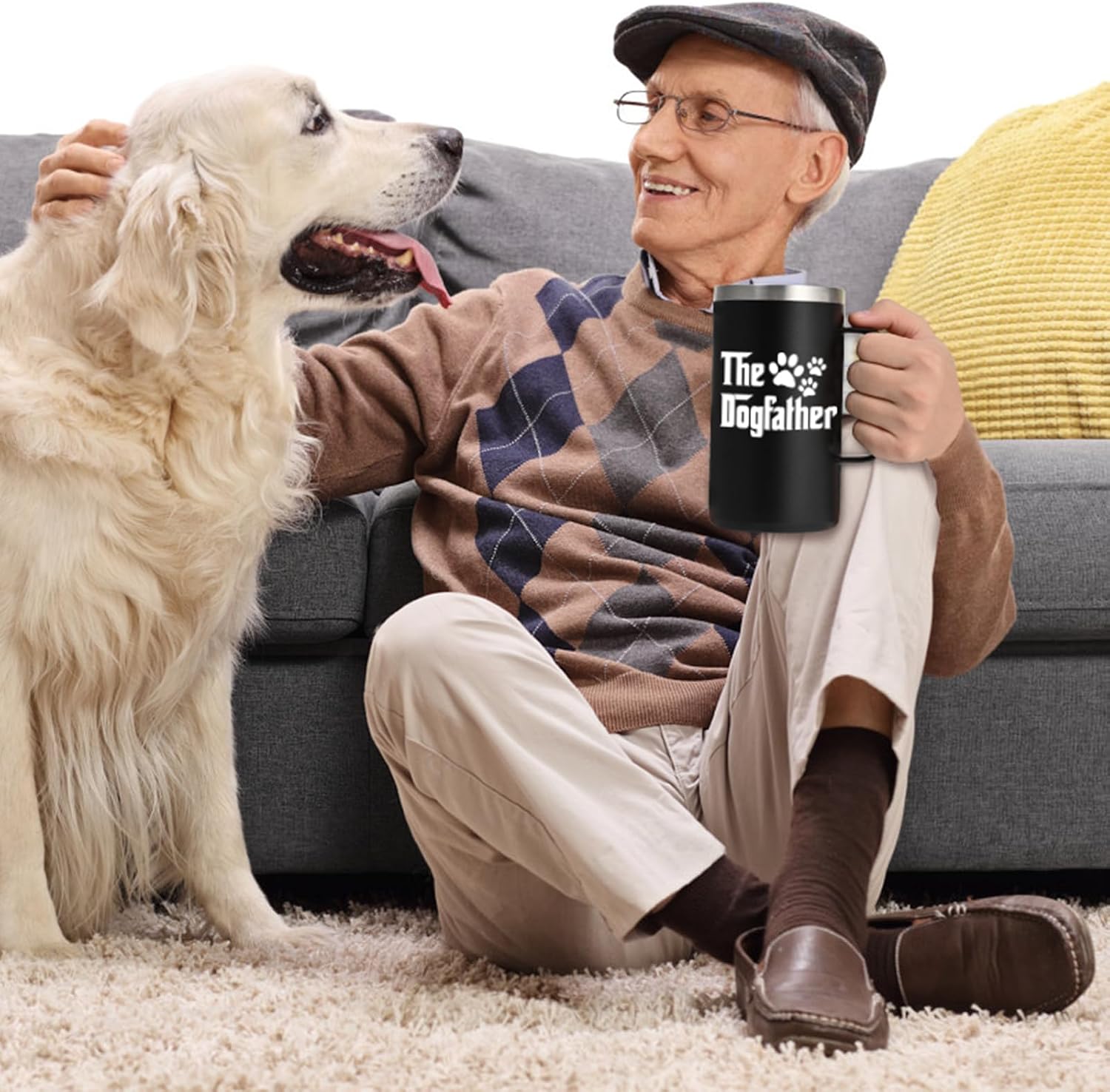 Lifecapido Dog Dad Gifts for Men, The Dogfather 20oz Insulated Coffee Mug, Father’s Day Birthday Christmas Gifts for Men Pet Owner, Black