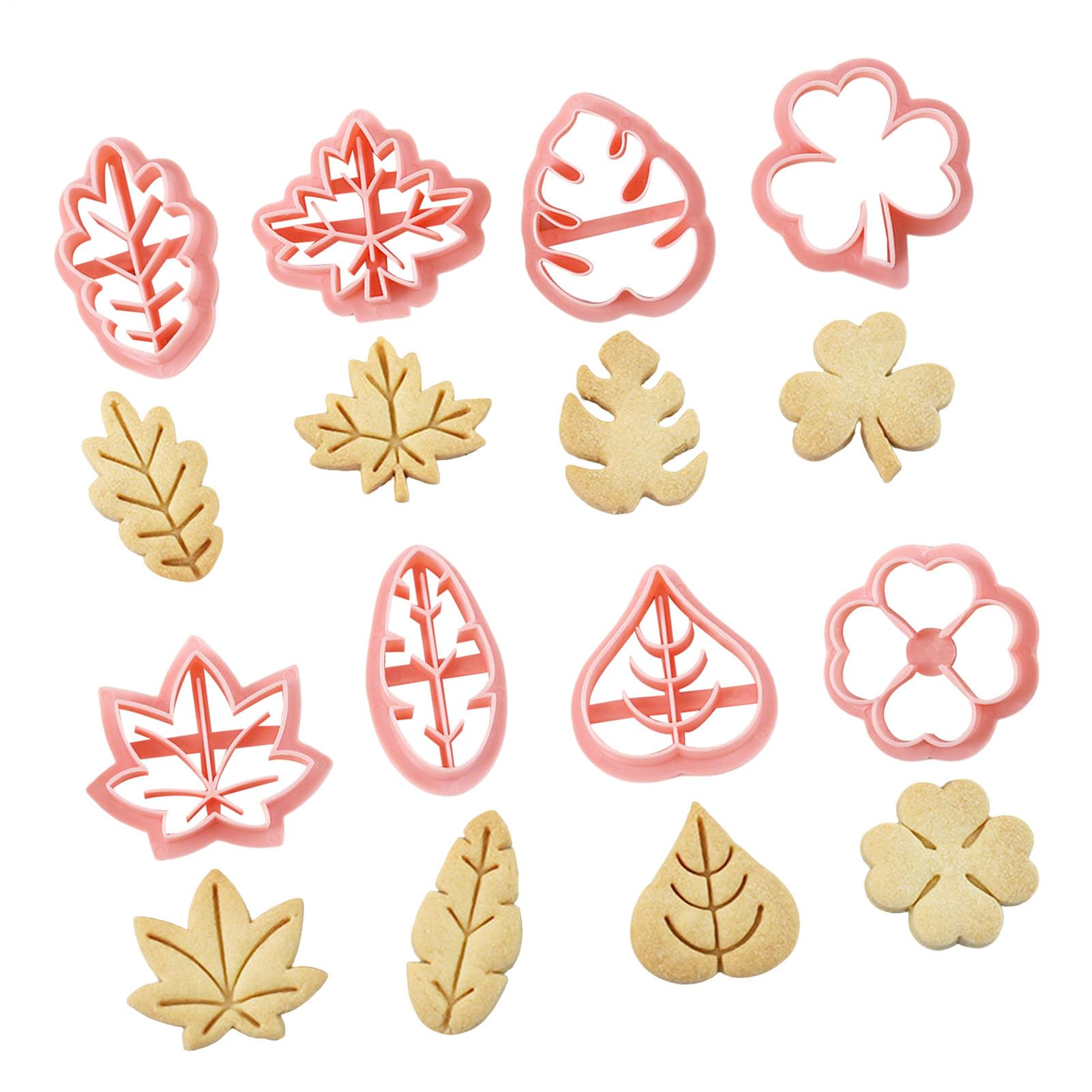 Moules de cuisson à biscuits à feuilles pour les biscuits moule fondants pressables pour artisanat d'argile, ensemble de 8 outils de fabrication de biscuits à fudge pâtissier