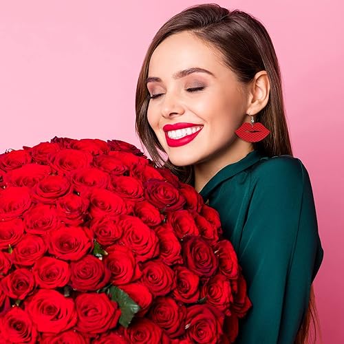 Miniatura 5 de Whaline 12 hojas de cuero sintético de San Valentín de 12 x 8 pulgadas tela de cuero sintético con purpurina de corazón rojo surtido de tela de