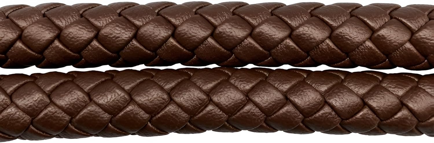 3dancraftit Long Braided Microfiber Leather Purse Handles, Pair, 25 Inch (63.5 cm) Shoulder-Length, with Metal Lobster Clasp Hooks, Replacement Handles for Handbags/Crochet Bags Mat Deep Brown AB53K