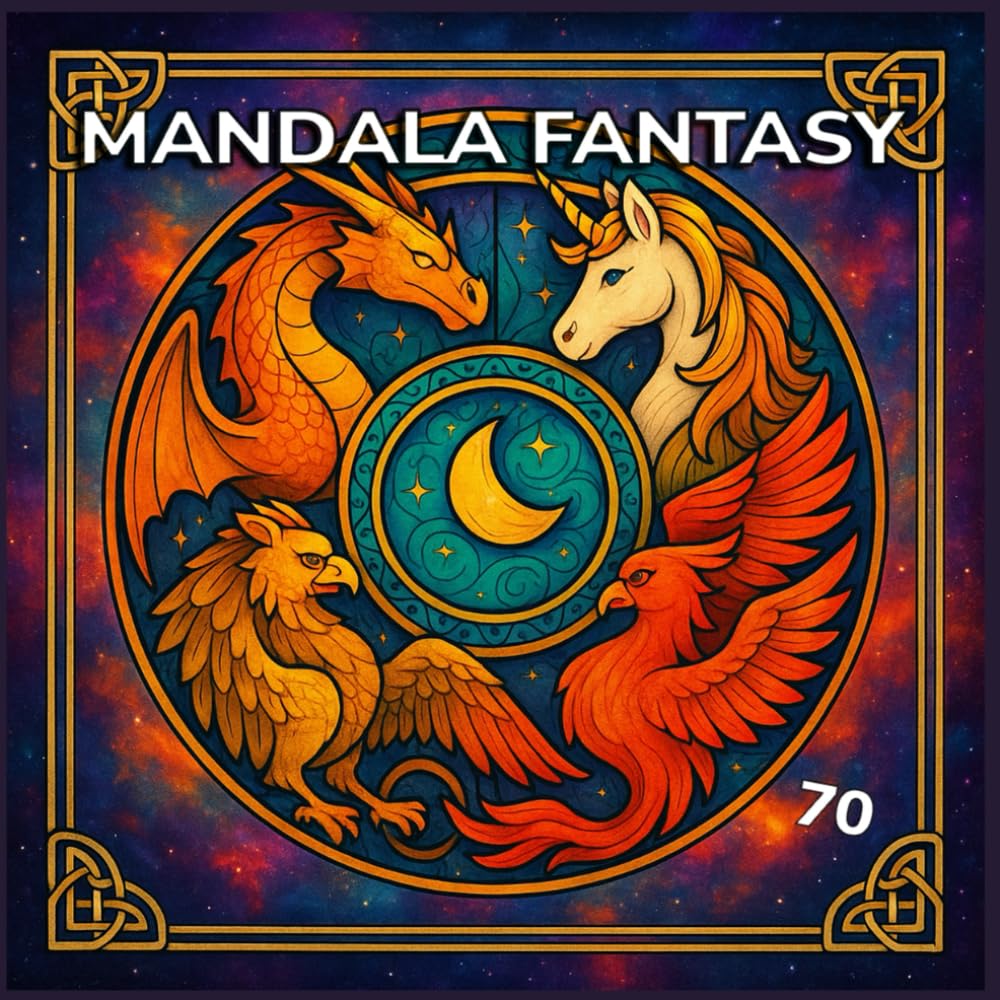 Mandala Fantasy - 70 disegni antistress a tema mitologico: Libro da colorare fantasy per ragazzi e adulti