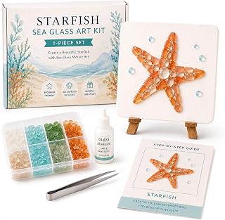 Sea Glass Art Kit for Adults and Beginners, DIY Mosaic Craft (Starfish)