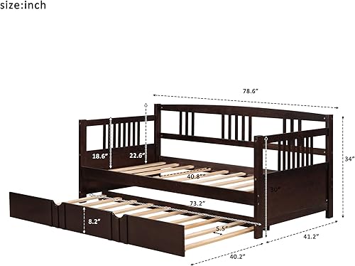 Miniatura 2 de Bellemave Sofá cama de tamaño individual con cama nido, marco de madera individual con un nido para niños, niñas, adolescentes y adultos, no