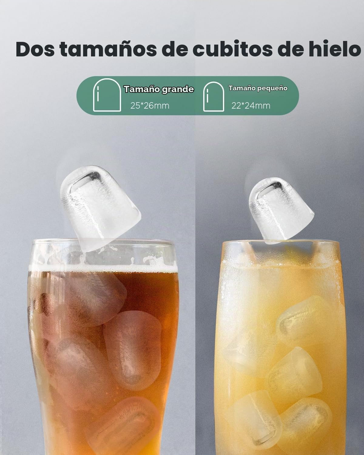 Silonn Máquina de cubitos de hielo pequeña con asa, 9 cubitos de hielo en solo 6 min, 12 kg en 24 horas, autolimpiable, compacta, con 2 tamaños de hielo, ideal para cocina, oficina y fiestas, color