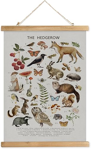 Miniatura 103 de XIAOAIKA Póster de botánica vintage con marco de madera, tabla de plantas venenosas antiguas, arte educativo botánico con especies peligrosas, 1