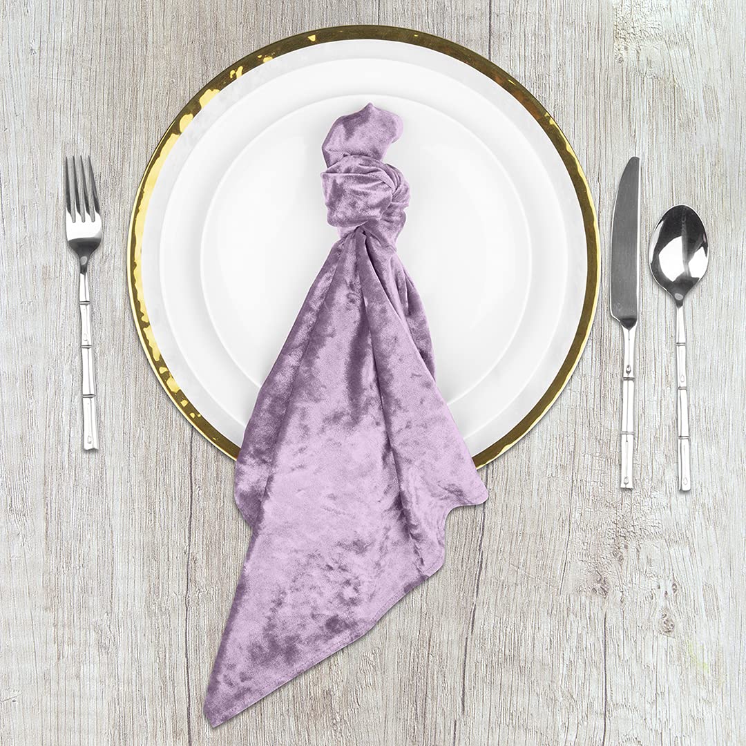 Koyal Wholesale Velvet Napkins for Wedding Table Decorations, Reception Table Settings, Home Décor, Catering Linens, Serving and Dining, 10-Pack, 20 x 20-Inches (Mauve)