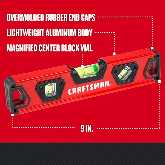 Craftsman مستوى الطوربيدات ، 9 بوصة ، مع أغطية نهاية امتصاص الصدمات ( Cmht82390 )