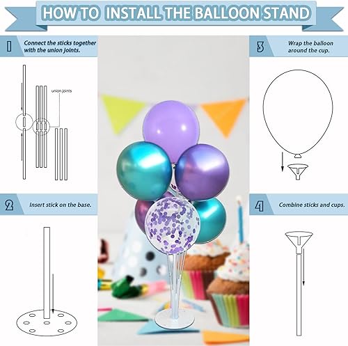 Miniatura 5 de Juego de 299 piezas de decoración de cumpleaños de sirena, juego de vajilla desechable con 25 invitados, telón de fondo, globo, pancarta, mantel,