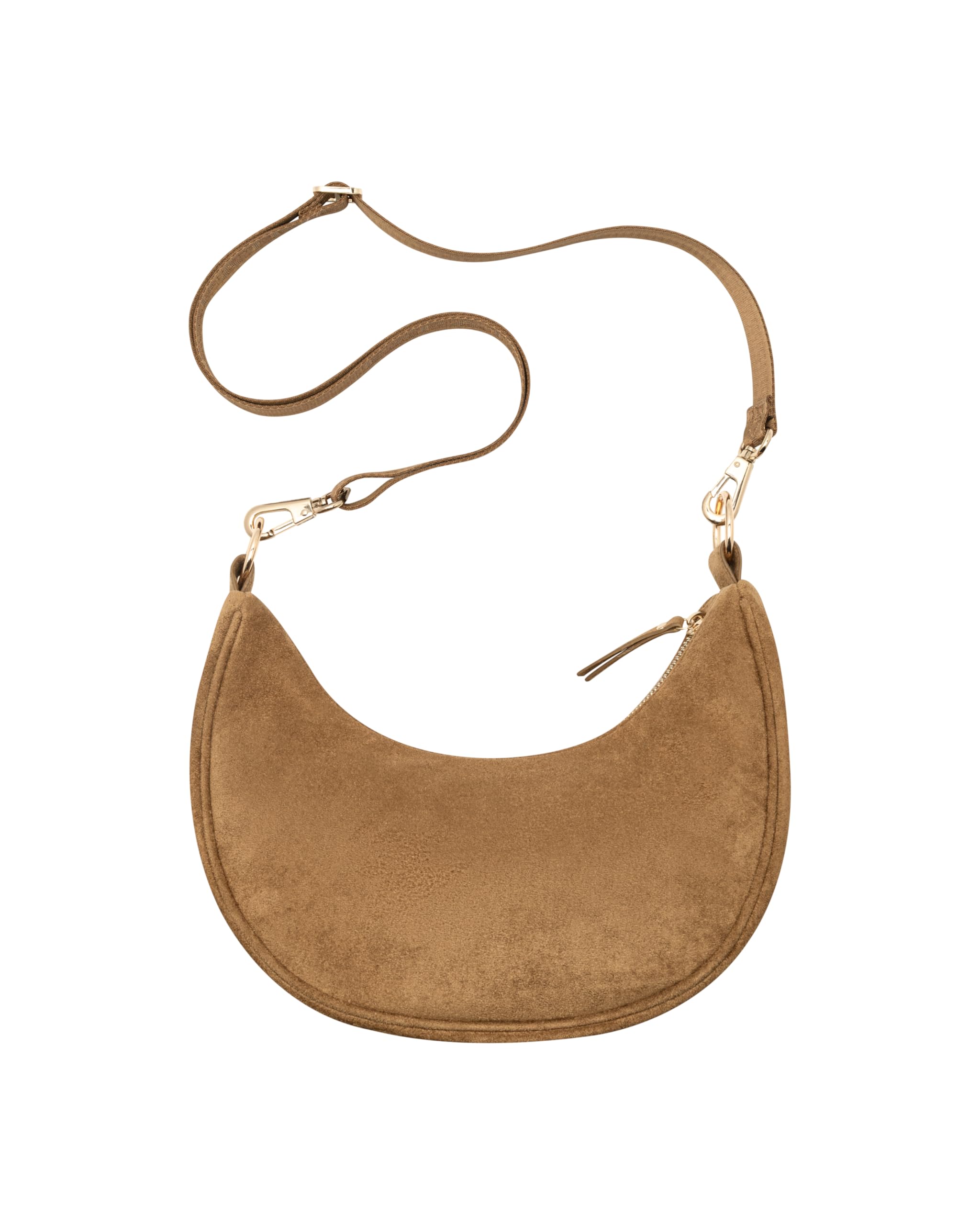 Expatrié Borsa a Tracolla Donna - Lea Small Suede - Borsa a Spalla Mezzaluna - Crossbody Moon Bag - Marsupio Rotonda in Pelle Vegana - Idrorepellente