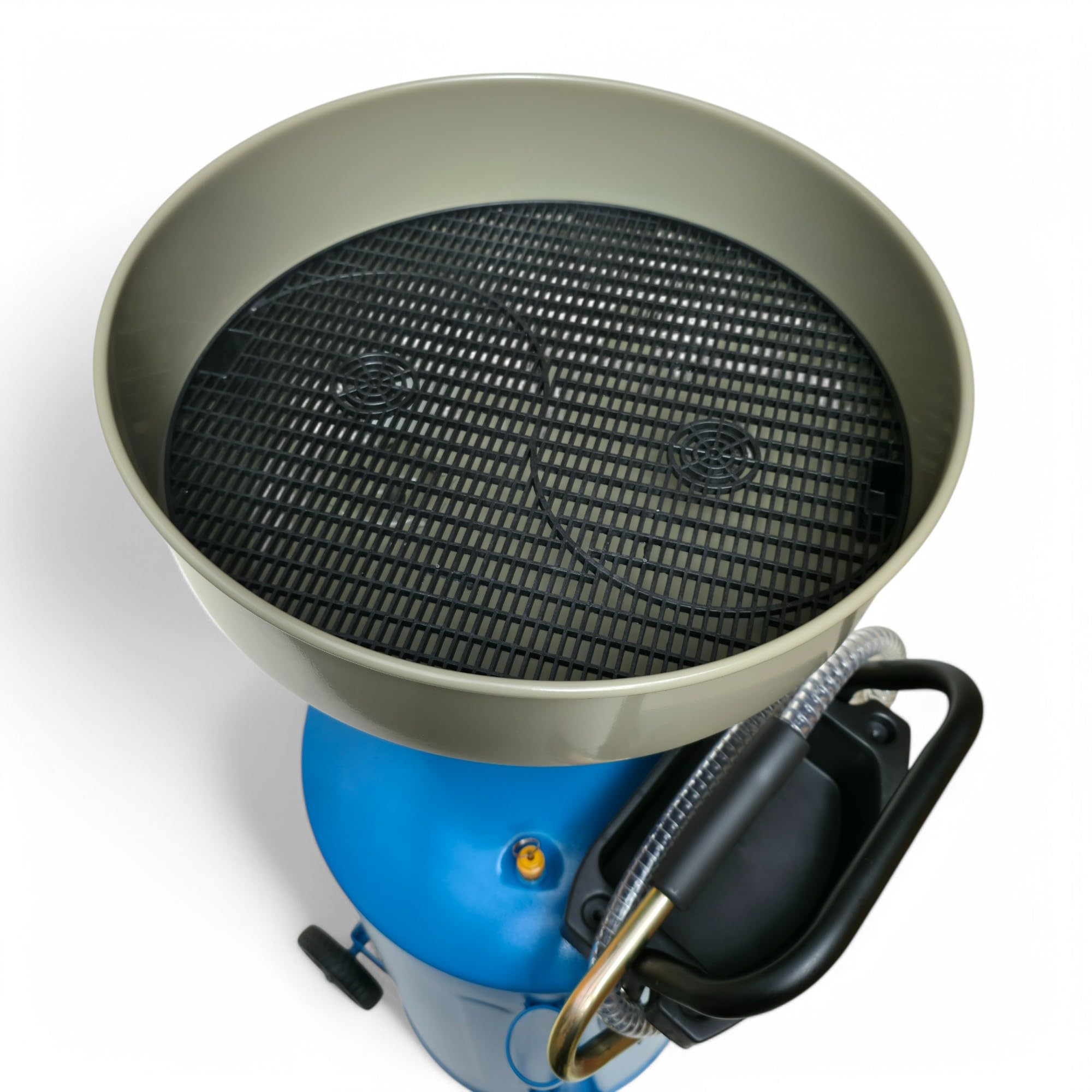 DeTec. Depósito colector de 65 l con embudo de altura ajustable para recoger aceite usado, carro de recogida de aceite enrollable, dispositivo de drenaje de aceite para coche, neumático, altura máxima