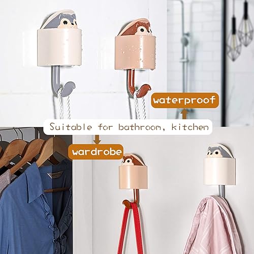 Miniatura 5 de 2 ganchos adhesivos en forma de ardilla para habitación de los niños, sala de estar, dormitorio, lindos dibujos animados creativos para decoración