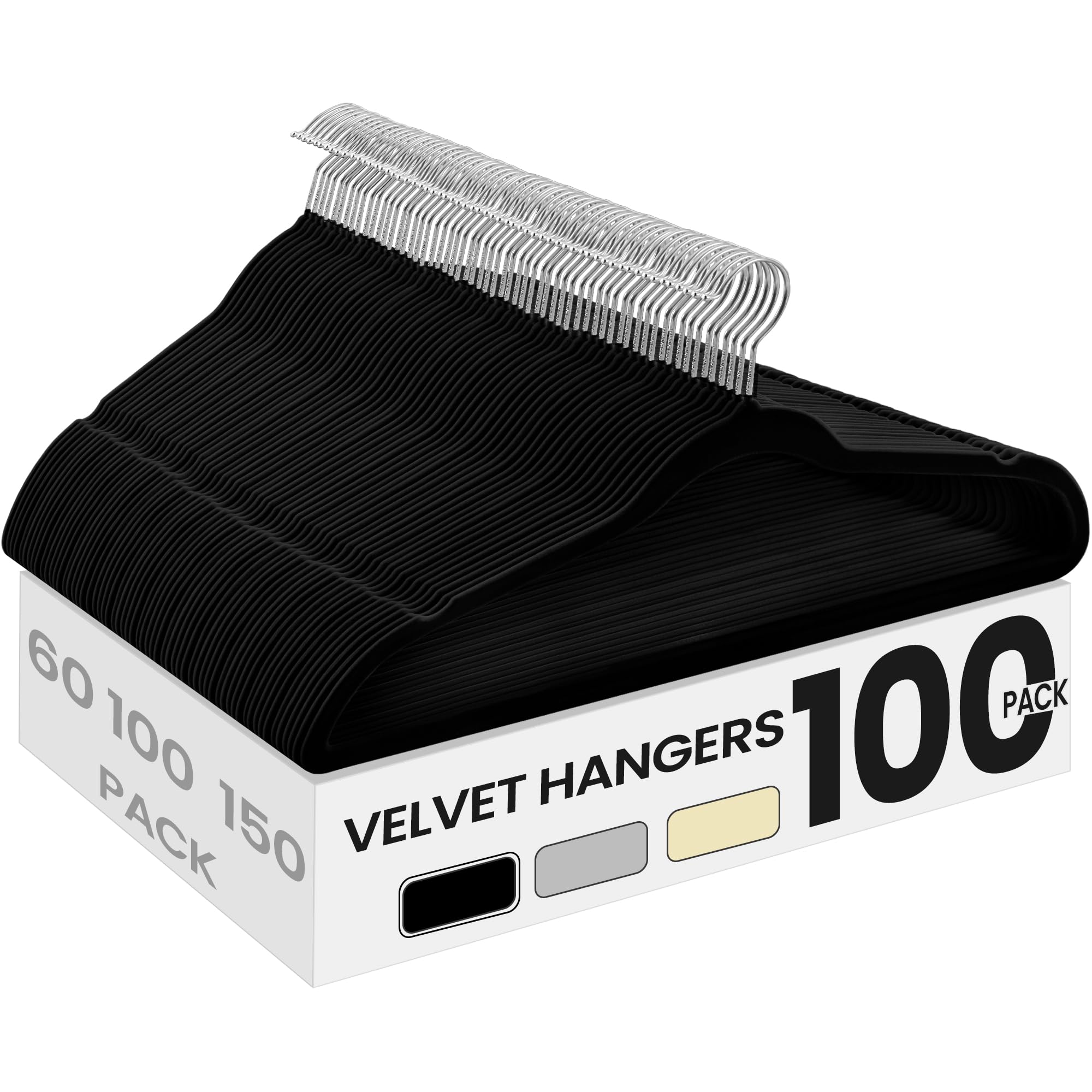 Photo 1 of ***Only 20 Hangers ***SONGMICS Velvet Hangers 100 Pack, Non-Slip Clothes Hangers with Silver-Colored Swivel Hooks, Slim Space-Saving for Closet, Heavy-Duty, Black UCRF026BZ02S