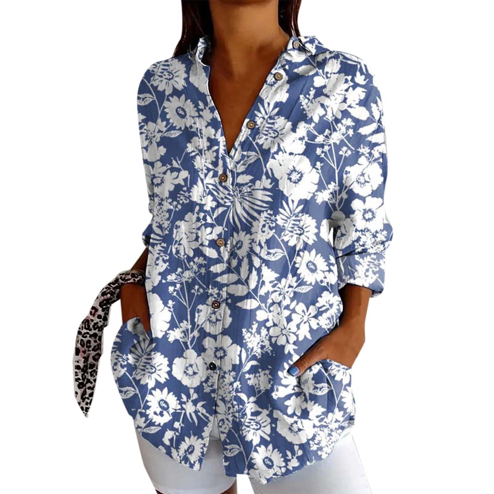 Chemises en gaze à manches longues pour femme Été 2026 Tendance Printemps Col Mousseline Boyfriend Blouses à revers Coupe ample Vêtements en coton boutonné Casual Graphique Tuniques pour femme