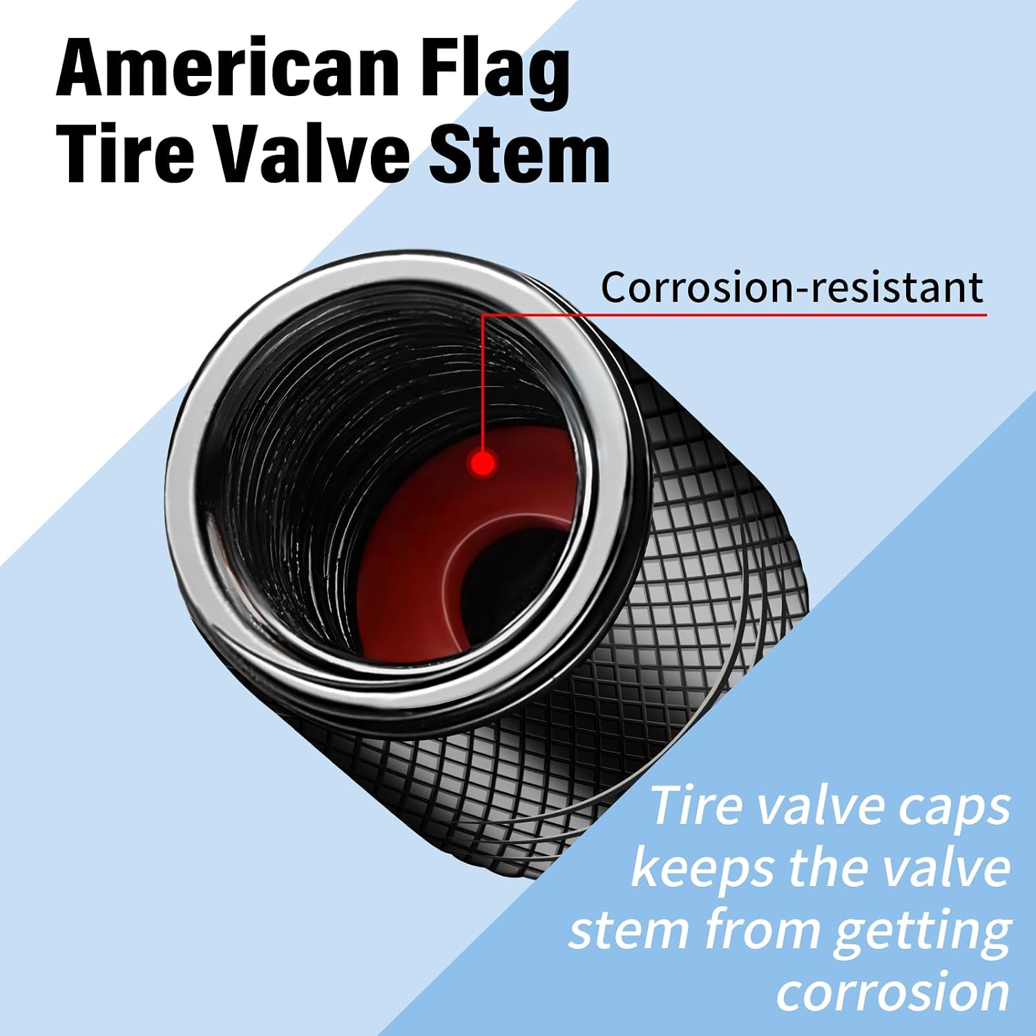 Tallew 50 Pack Tire Valve Stem Cap Cover for Car American Flag Tires Air Caps Metal with O Rubber Ring Corrosion Resistant Aluminum Alloy Universal for Car SUV Truck Motorcycle Bike(Black)