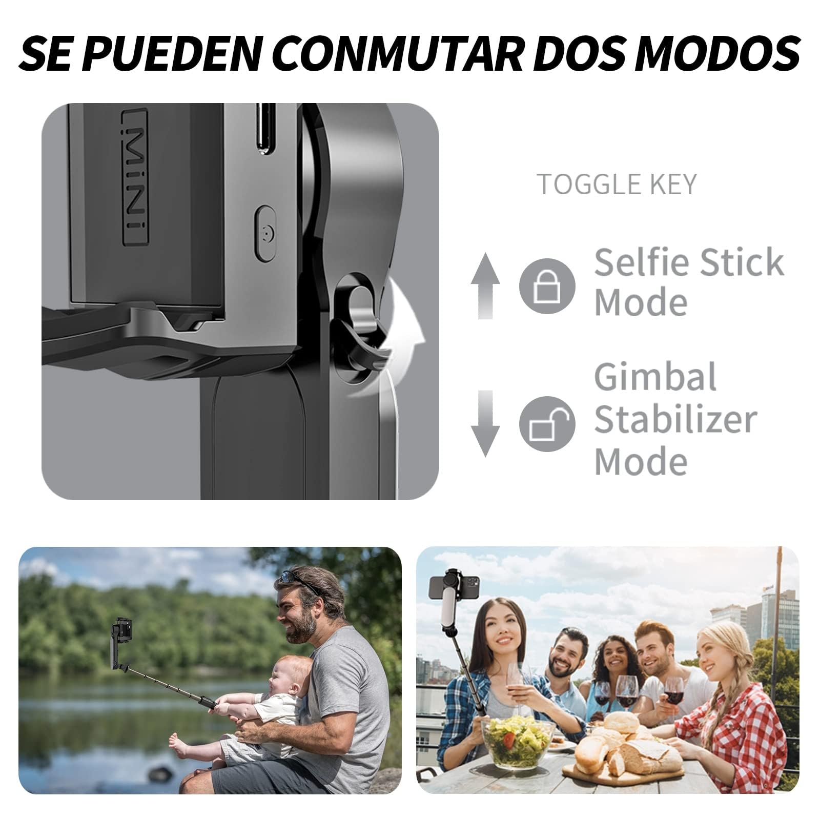 KOSCHEAL Gimbal per Smartphone con Luce di Riempimento,Rotazione Automatica 360°, Modalità Scena e App per Video Vlog/YouTube/TikTok