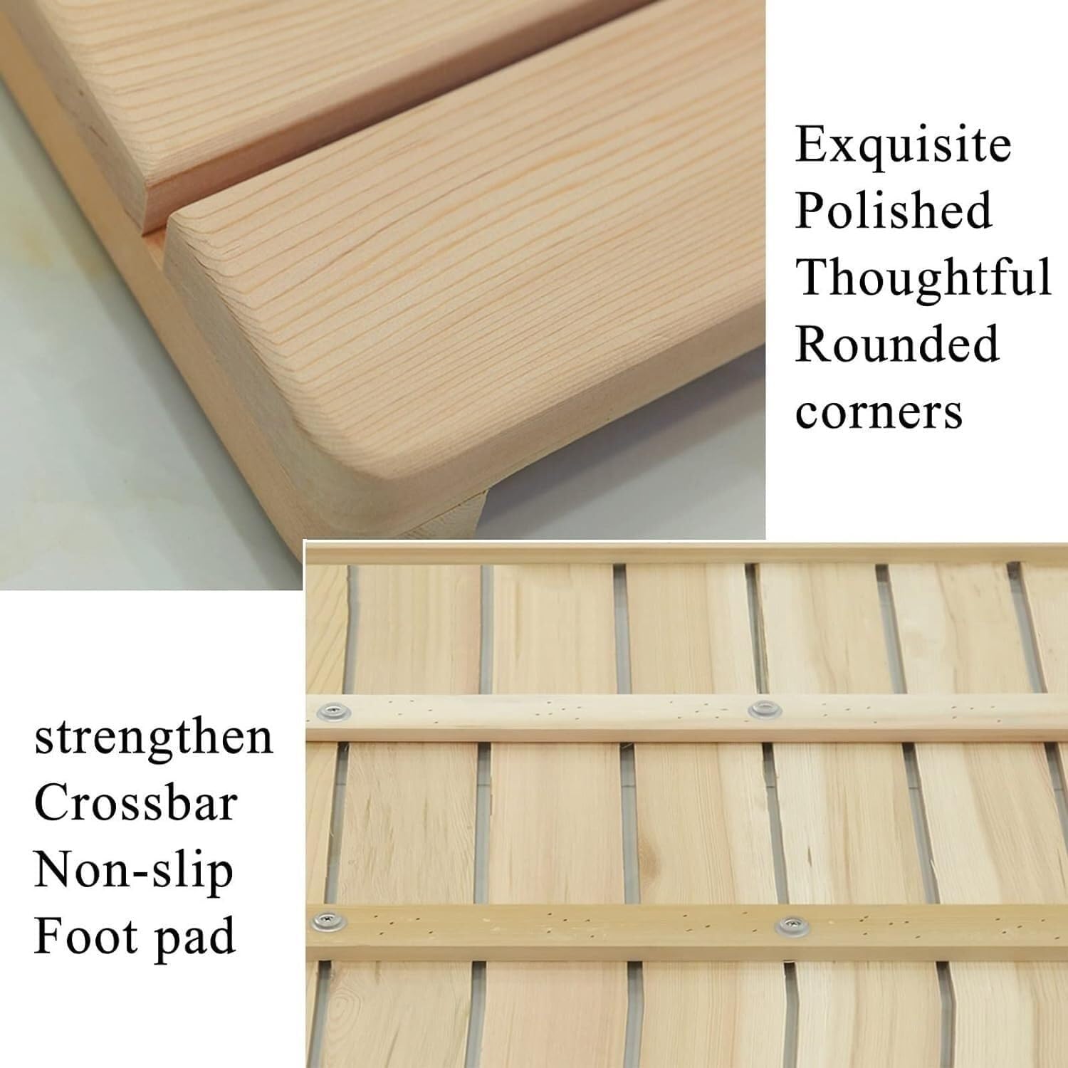 Alfombrilla de Madera for bañera, Almohadilla Antideslizante for pies Ducha, Tabla Drenaje Multiusos for baño, al Aire Libre y SPA, diseño cómodo Duradero Personalizado(30x60cm)